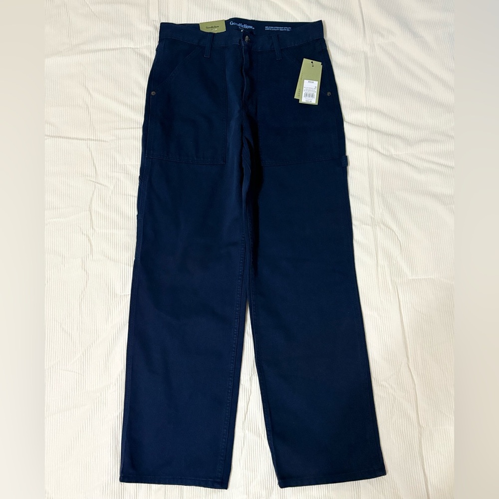 Goodfellow & Co Men’s Navy Relaxed Straight Utility Pants 30x32